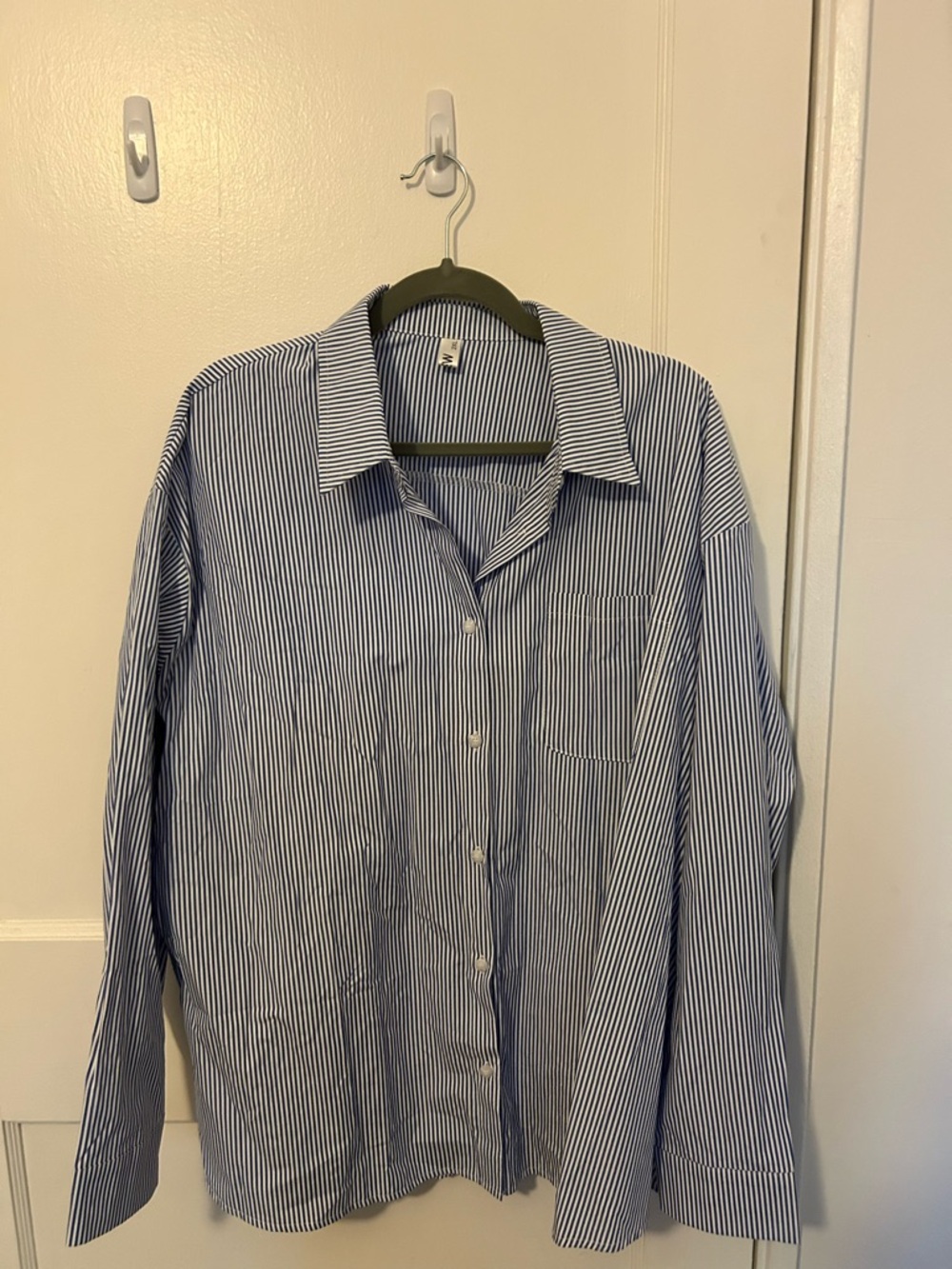 Women’s Blue & White Striped Button-Up Shirt